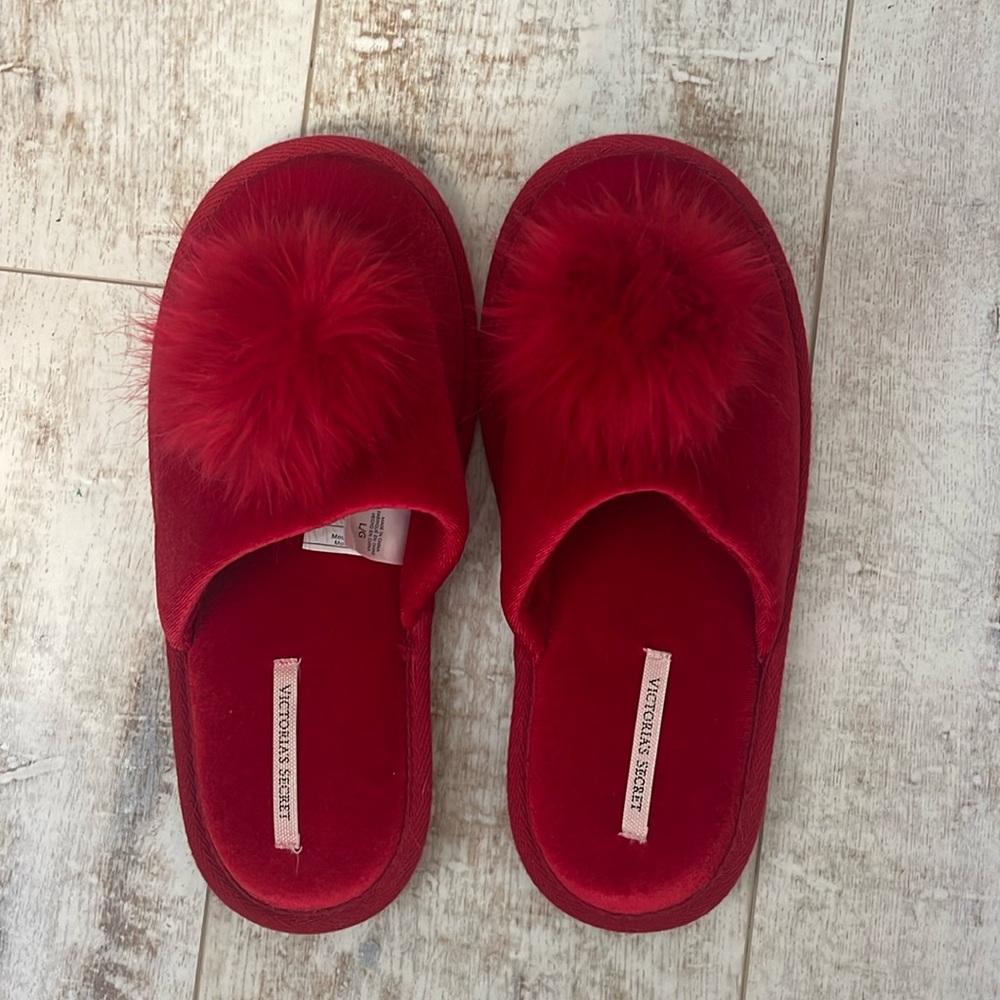 Victoria’s Secret Red Velvet Slippers